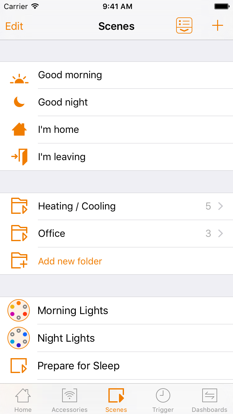 Scenes with activaded light scene preview screenshot