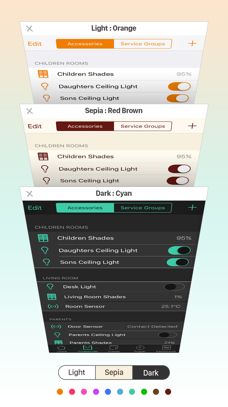 Different theme screens